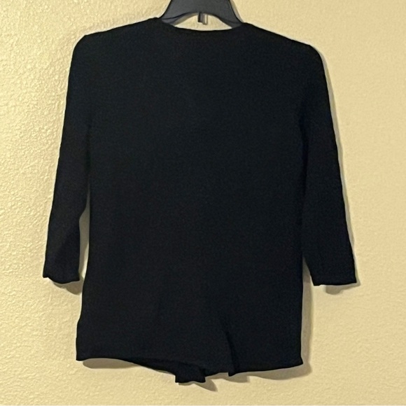 Croft & Barrow Women’s L Black 3/4 Sleeve Cardigan Argyle Stitching Sweater - Picture 7 of 7